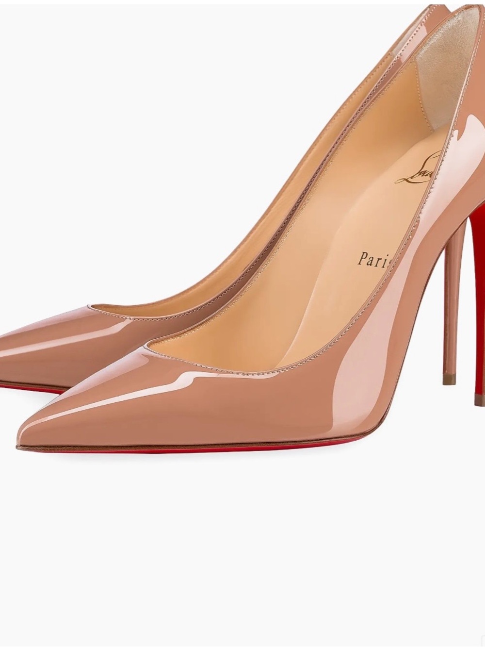 Christian Louboutin Blush Patent Pointed-Toe Stiletto with Red Sole